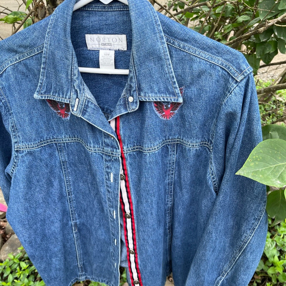 Norton Denim Jacket upcycled Trans Am  Design